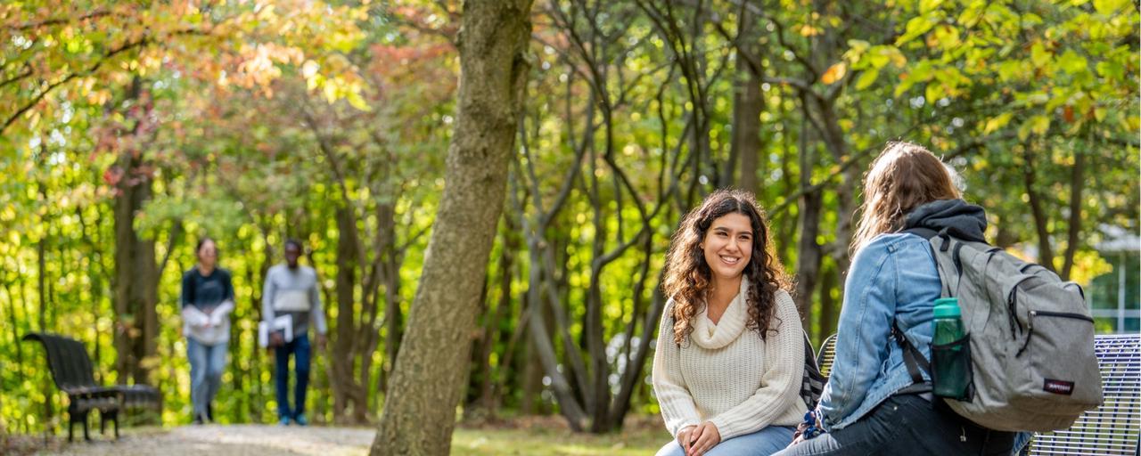 International students on campus in the fall